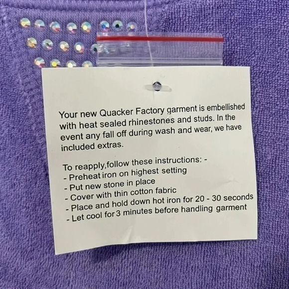 Quacker Factory Sweater Women’s Medium Purple Short Sleeve Terry Cloth Studded - Picture 6 of 9